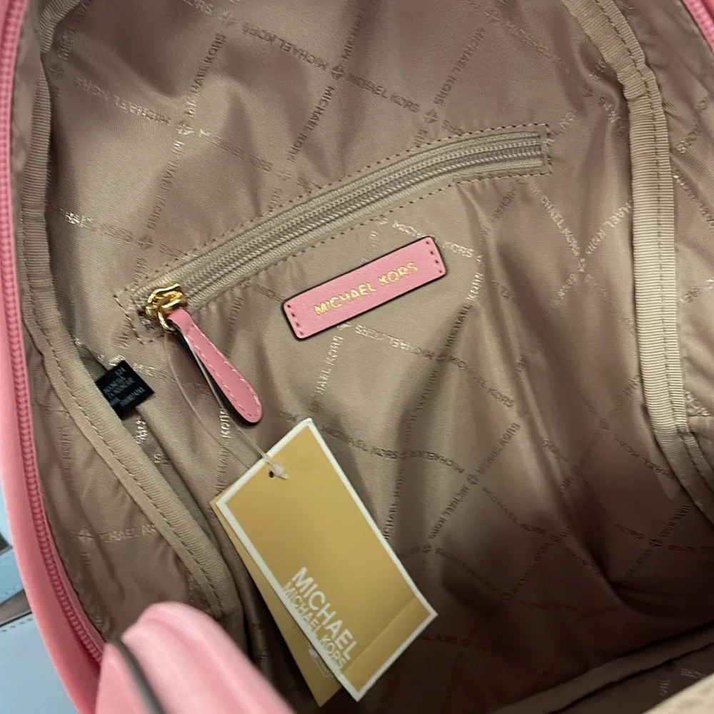 MICHAEL KORS Maisie Medium Pebbled Leather 2-in-1 Backpack Carnation NWT